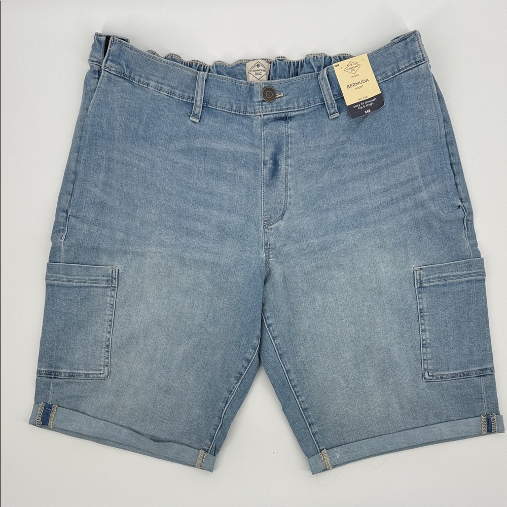 St. John's Bay Light Blue Mid Rise Jean Shorts Adaptive Size 18W NWT